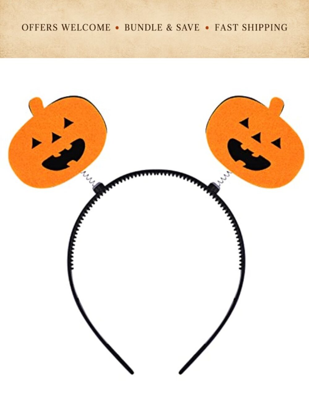 Halloween Pumpkin Headband Fabric Plastic Costume Accessory
